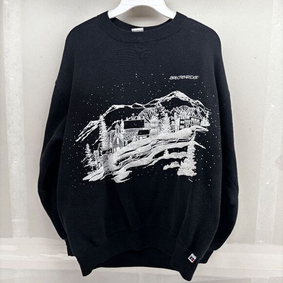 Vintage 80s Sutton's on Russell Athletic Black Sweatshirt Breckenridge Art SZ XL - Picture 5 of 8